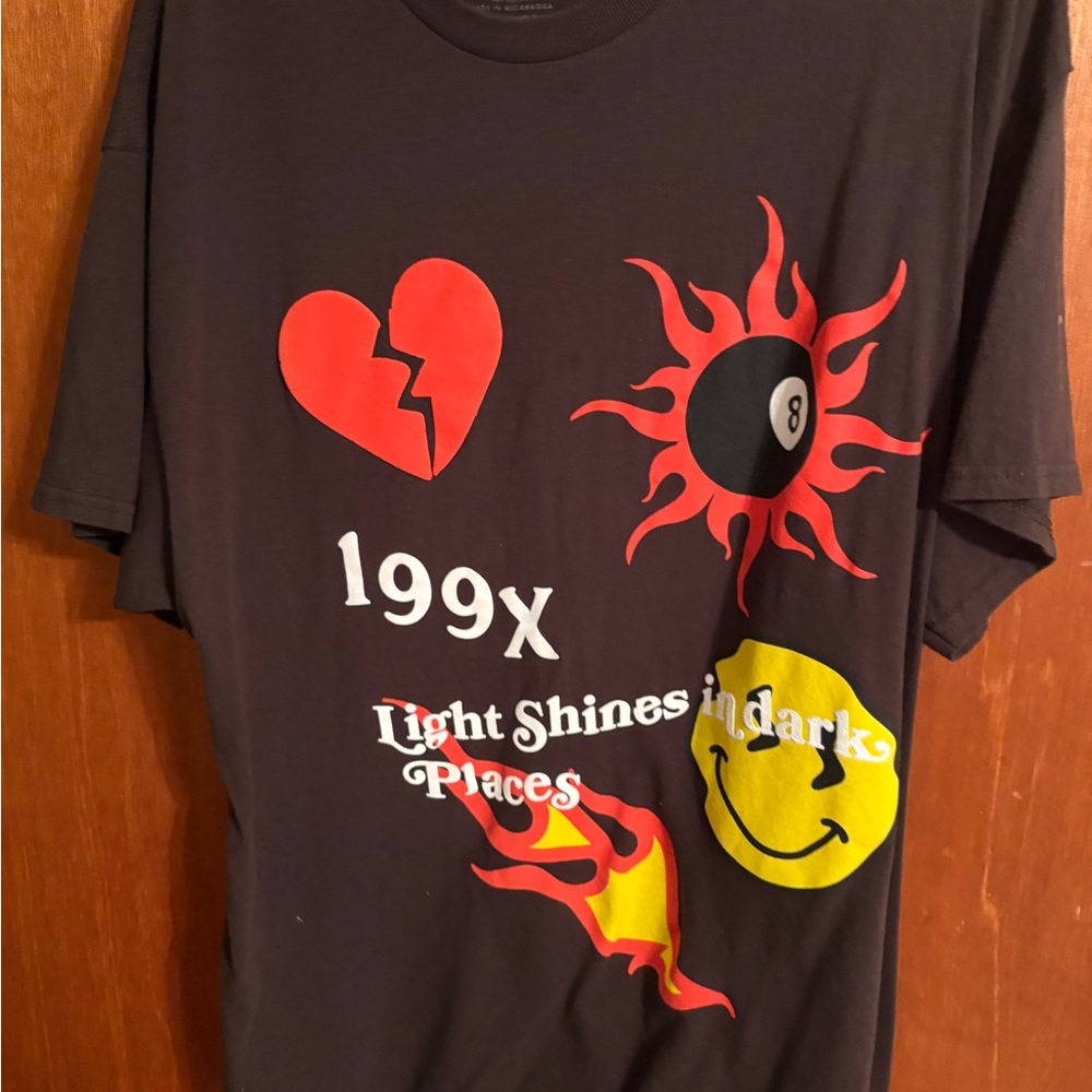 Graphic Tee with Heart and Sun Design